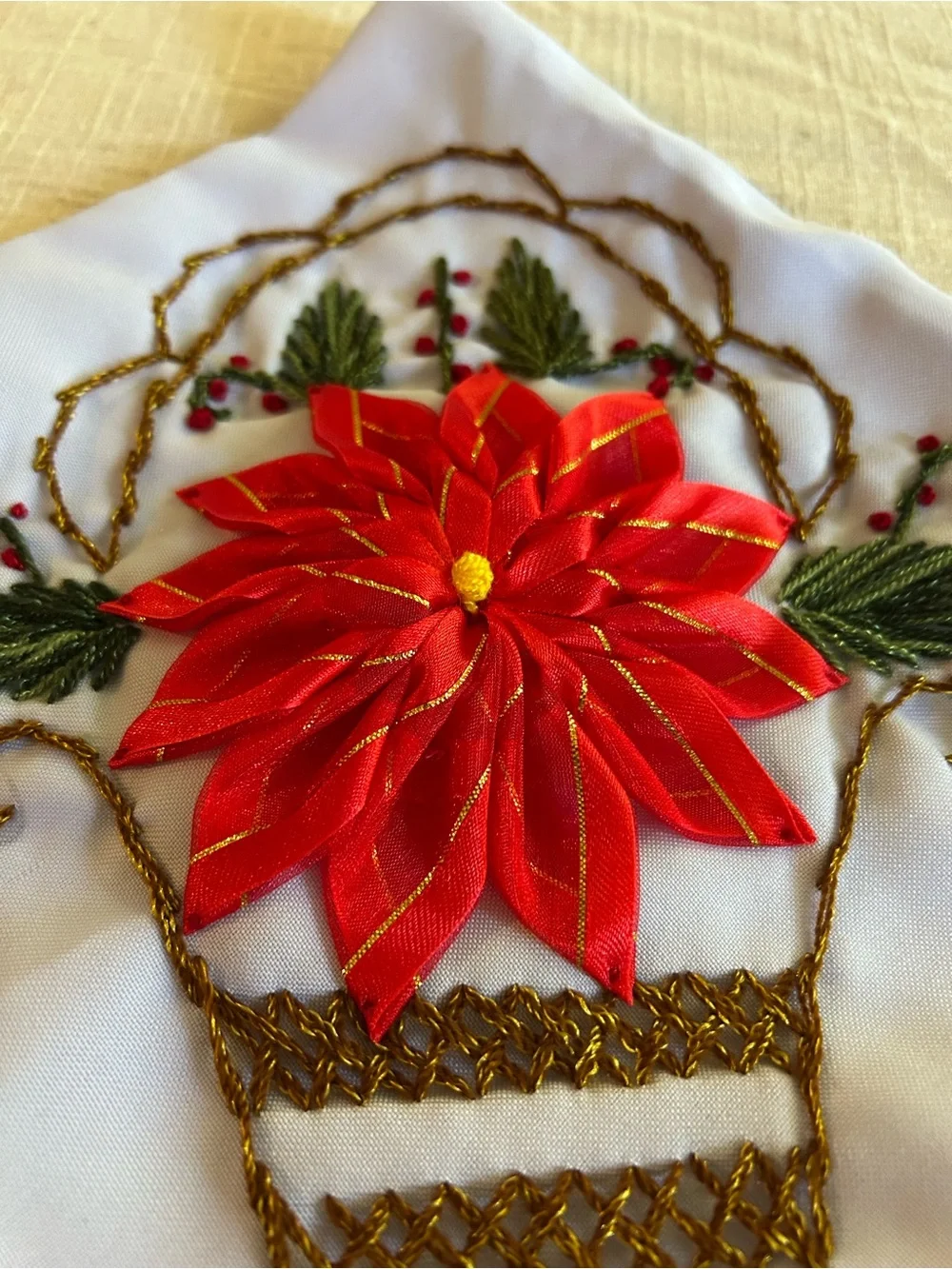 Mexican Artisanal Hand- Ribbon Tortilla Napkins Embroidered - Set of 3